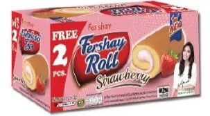 Cake Roll Strawberry Flavor filled with cream